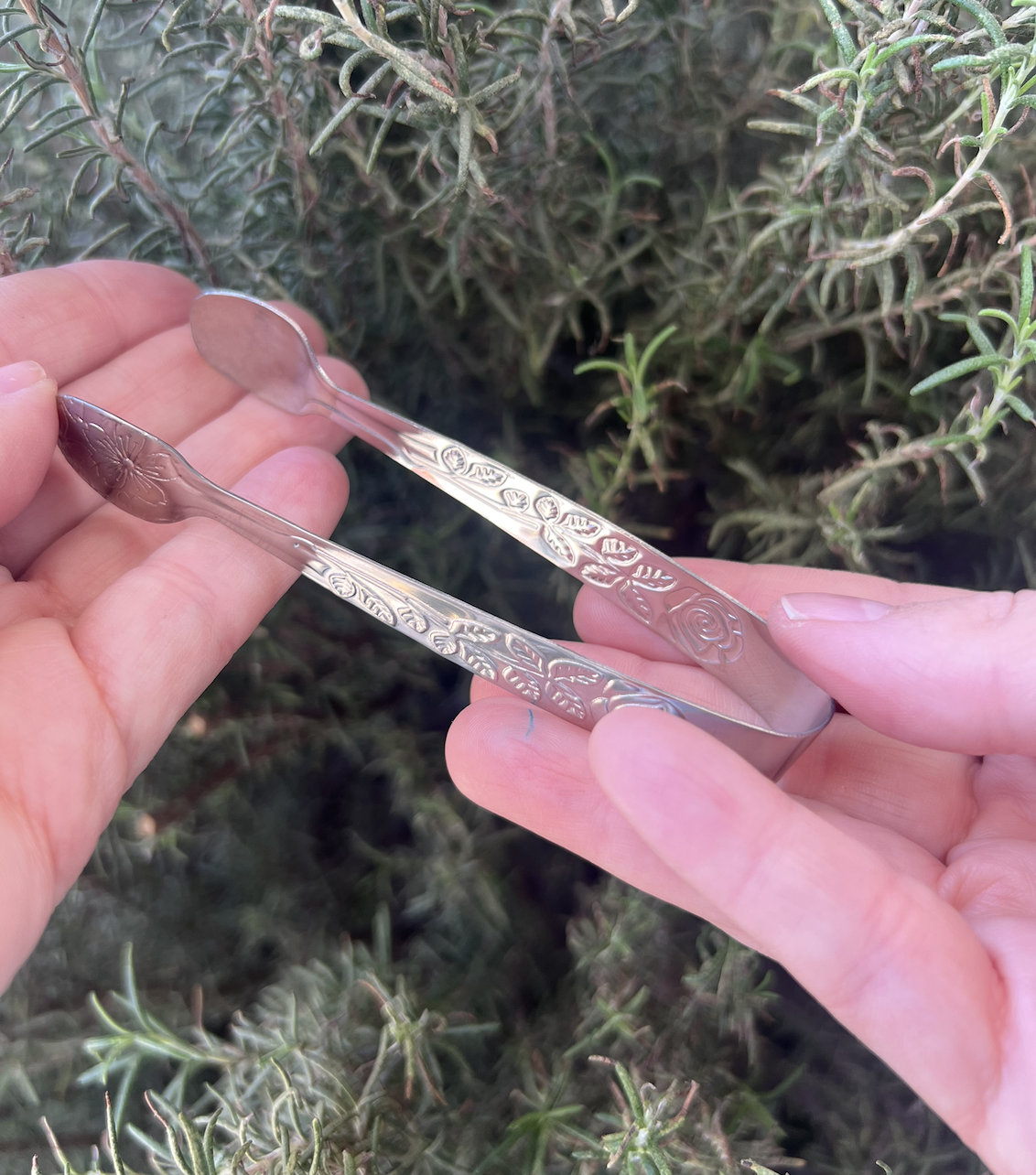 Pinzas para carbón⎮Grabada plateada